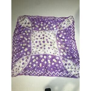 Pure Silk Scarf Square Hankie Japan Granny Core Purple Yellow White Dots